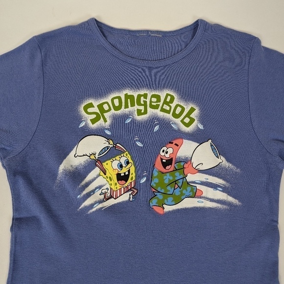 SpongeBob SquarePants T-Shirt Short Sleeve Y2K Tight Fitted Tee Graphic - Picture 3 of 11